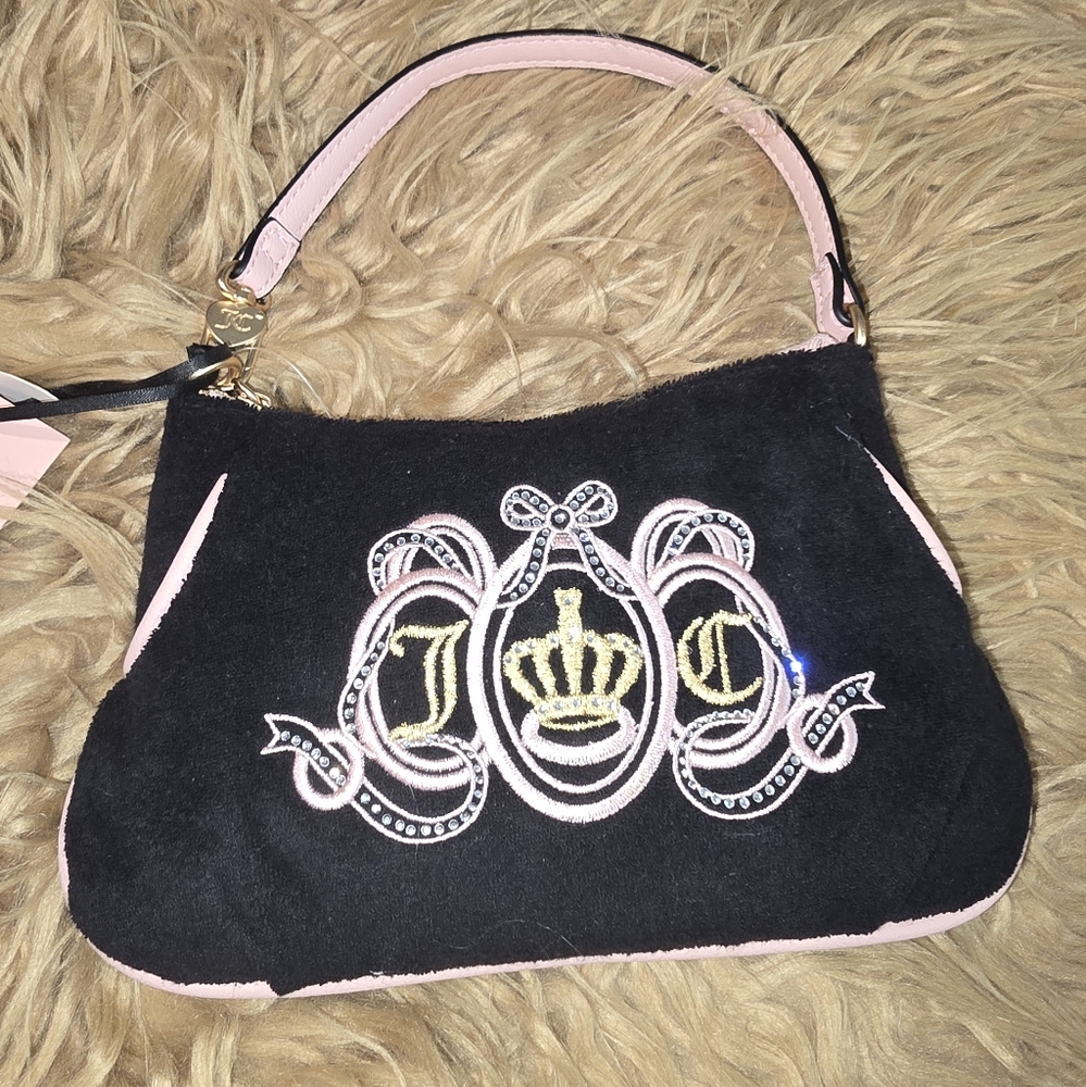Juicy Couture LovrBlack and Pink Wristlet with Ornate Design